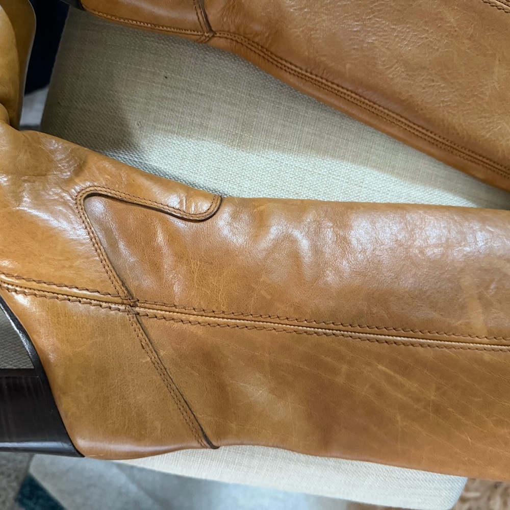 Charles David Made In Italy Banana Camel Leather Pullon Boots Vero Cuoio Size 8 - Picture 9 of 9